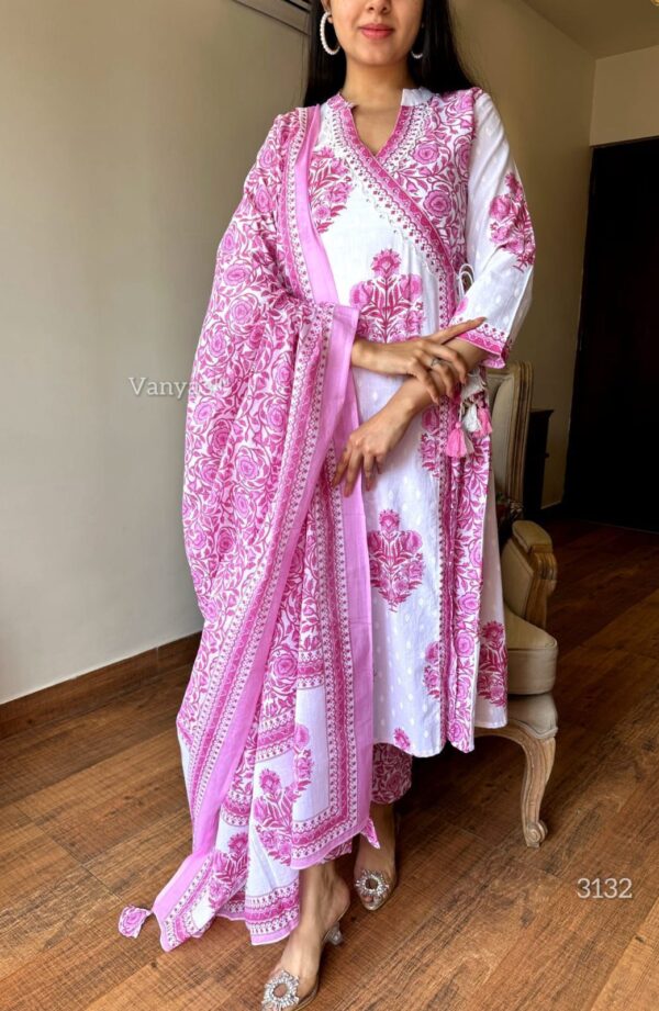 Hand block cotton suit.